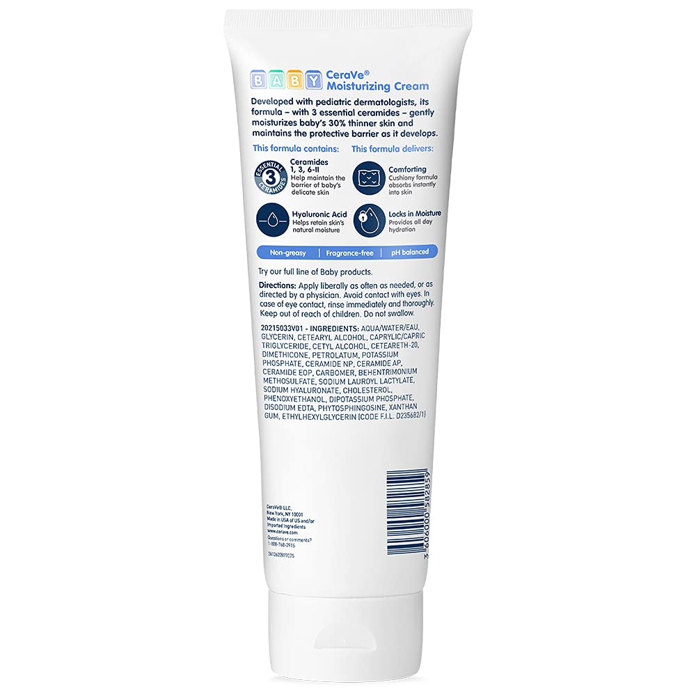CeraVe Baby Cream | Gentle Moisturizing Cream with Ceramides | Fragrance, Paraben, Dye & Phthalates Free | Rich & Non-Greasy Feel | Gentle Baby Skin Care | 8 Ounce - Image 8